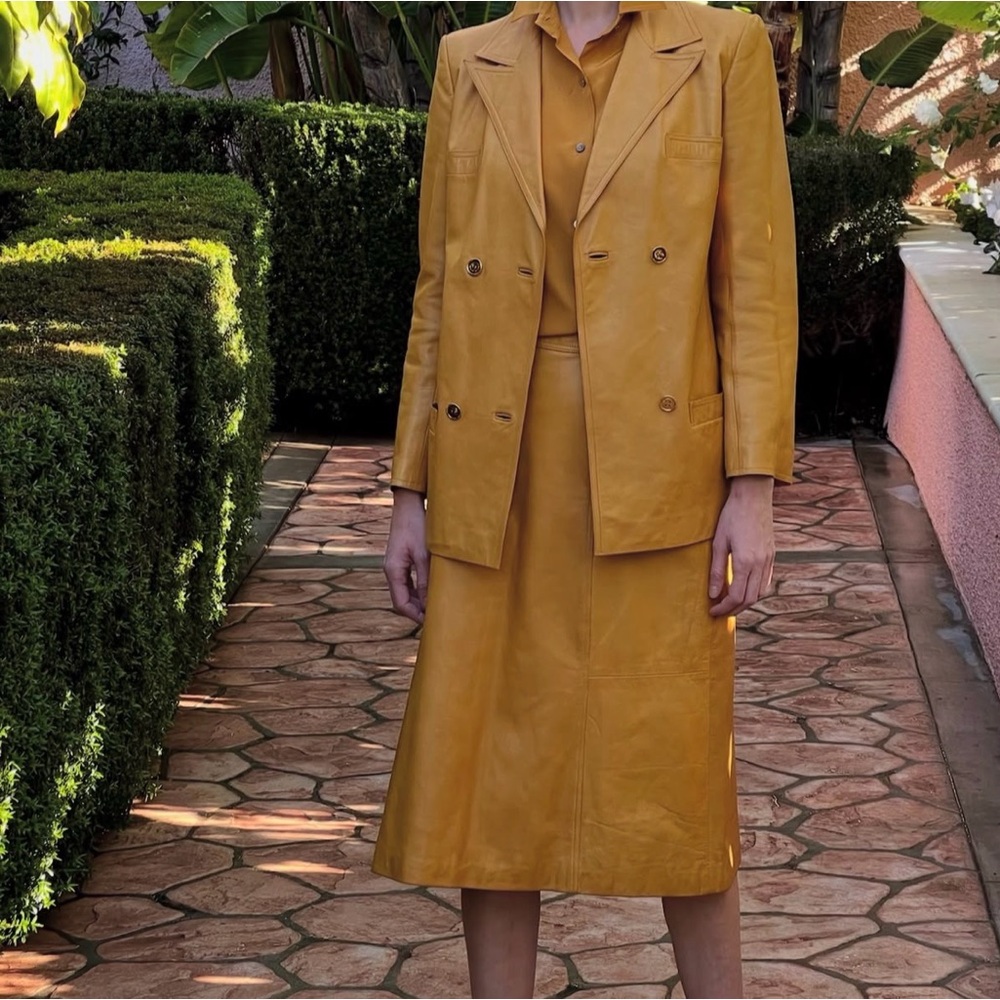 70s Vintage Gucci leather skirt and jacket